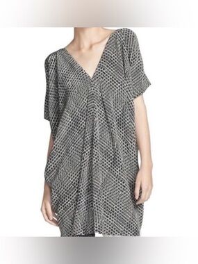 Vince Geometic Ladder-print Silk Tunic Dress - Small -EUC